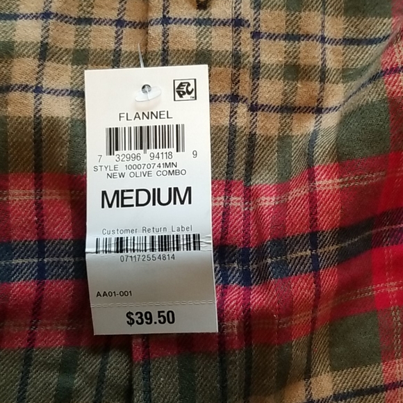 NWT Club Room Mens Olive Plaid Flannel Shirt M - Picture 7 of 10
